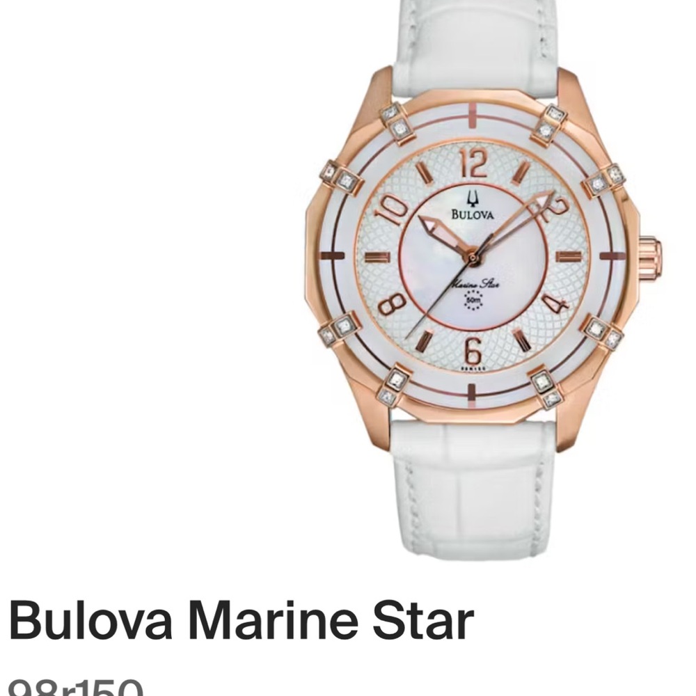 Bulova Marine Star Women's Watch - Rose Gold and White